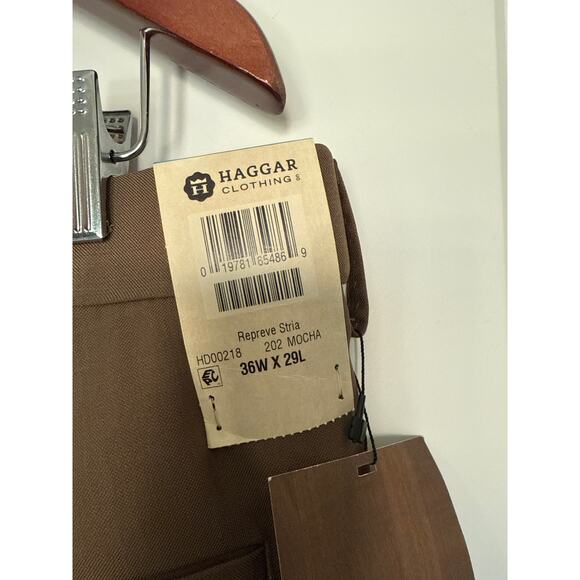 Haggar Men’s Short Dress Pants 36x29 Mocha Classic Fit Repreve NWT - Picture 9 of 10